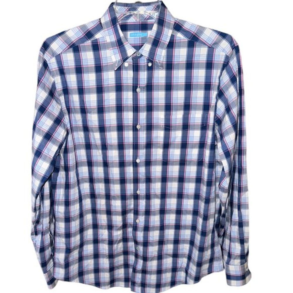 Men's J. McLaughlin Button Up Dress Shirt Plaid Size Large